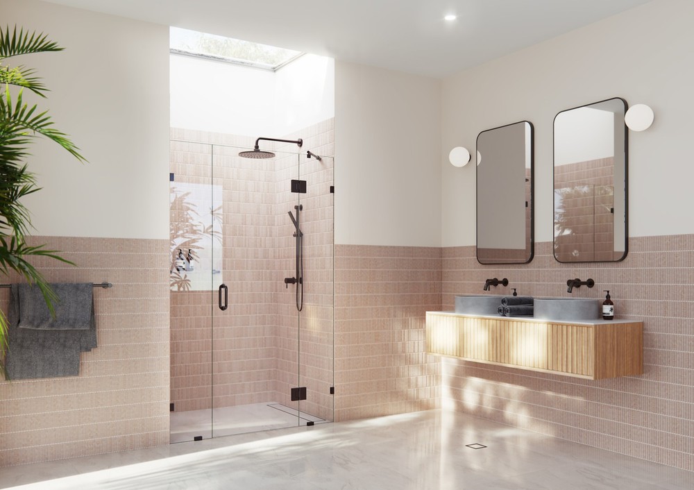 Stellar 78H x 53W Bronze Frameless Hinged Glass Shower Door GHF-53
