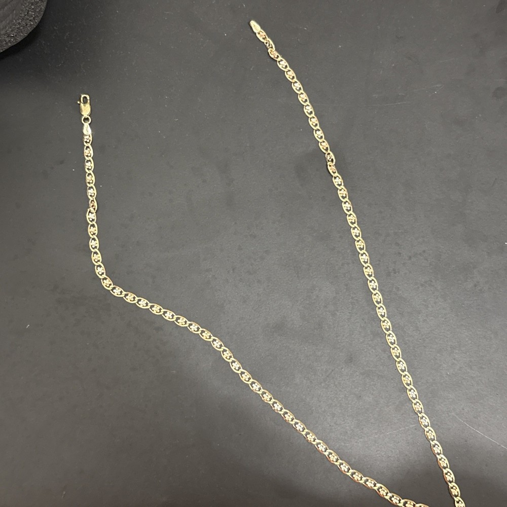 14 Kt Solid Gold Valentino Necklace Tri- Color 3.5mm 18 Inches