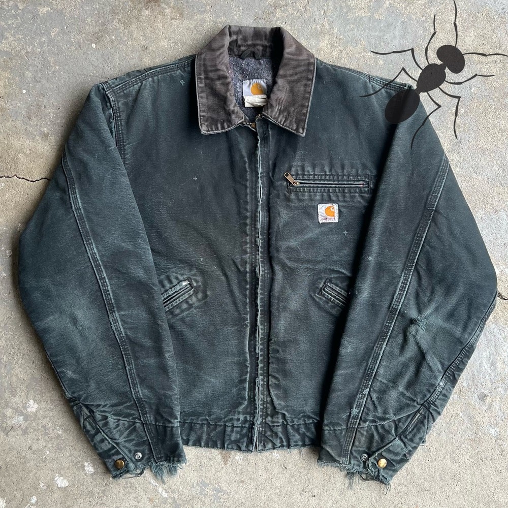 Vintage Y2K faded distressed black Carhartt Detroit work jacket