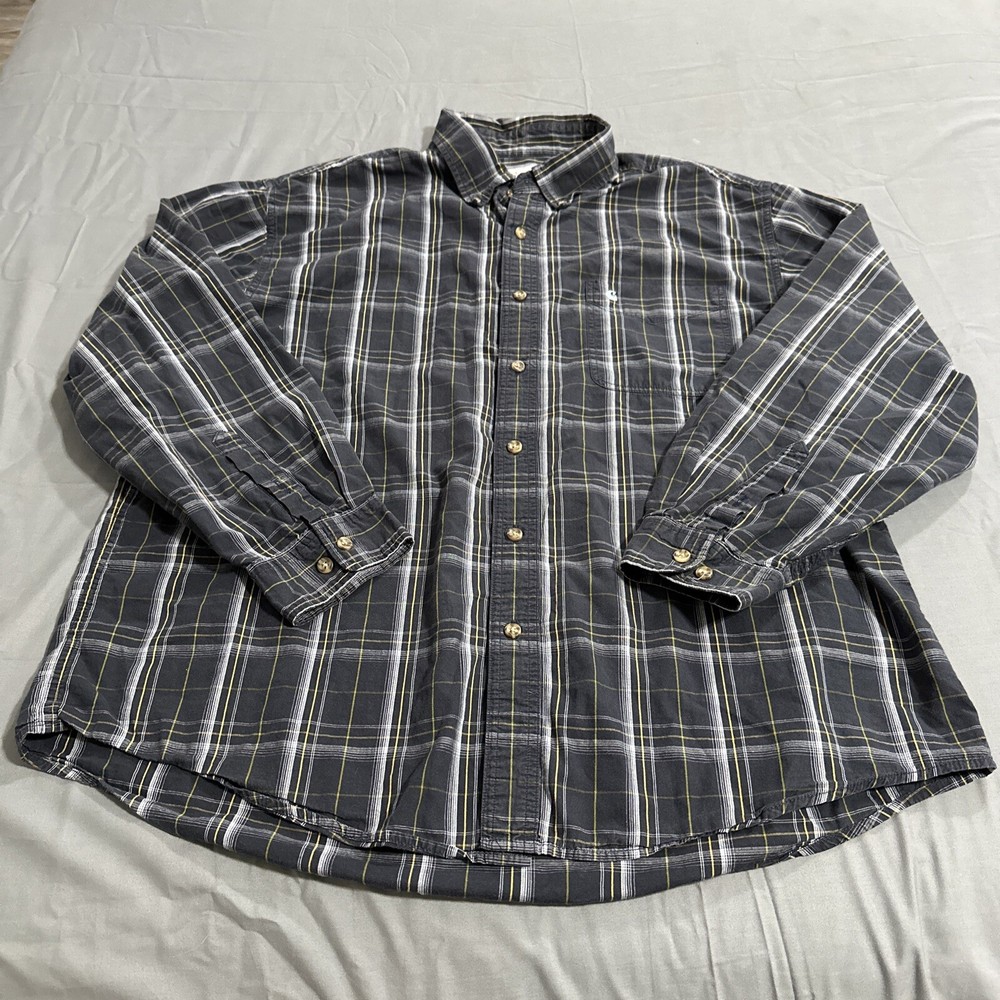 Carhartt Men’s Long Sleeve Blue Plaid Button Down Shirt Size XXL