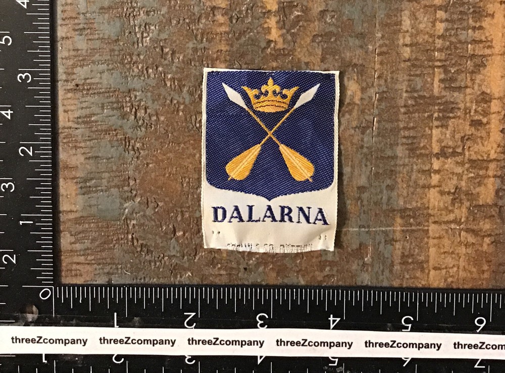 Vintage DALARNA Sweden Flag Emblem Travel Souvenir Woven Sew-On Patch
