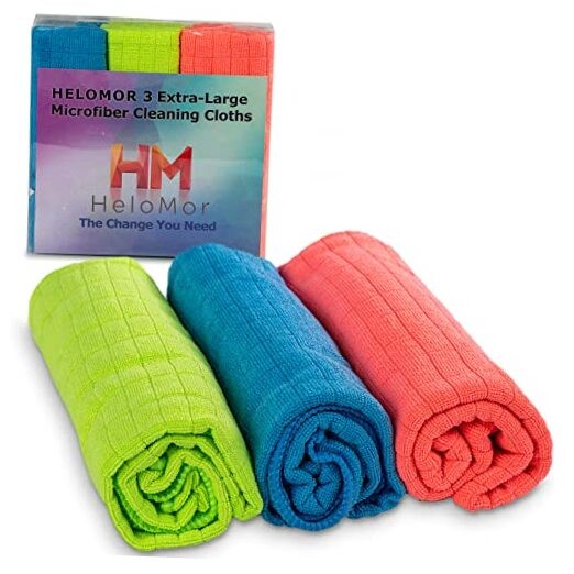 Jumbo 30x18 Microfiber Floor Mop Cloth 3-Pack with Squeegee Edge