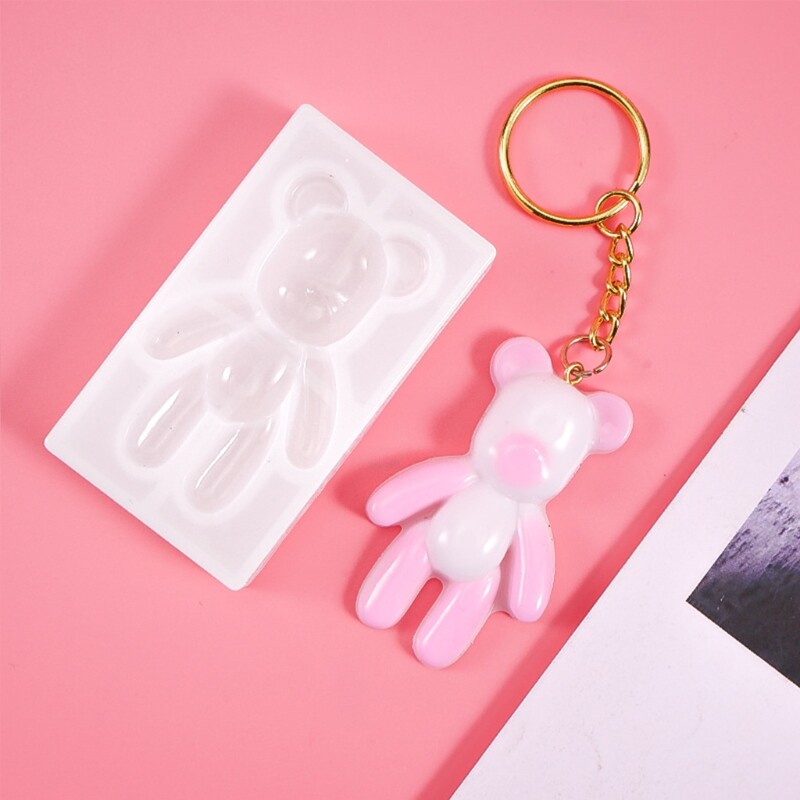 Handmade Bear Shaped Crystal Mold Keychain Epoxy Resin Mold DIY Jewelry
