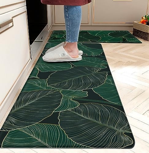 Cushioned Anti-Fatigue Kitchen Floor Mats in Green