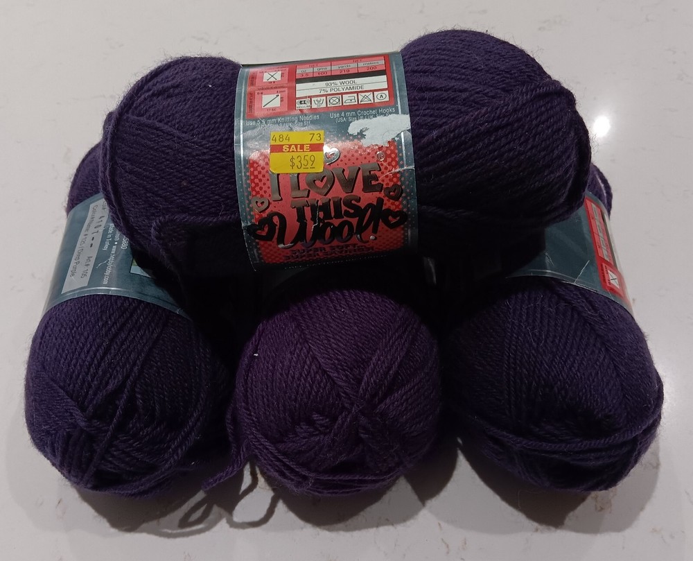Yarn Lot- 4 Skeins - I Love This Wool! Yarn - Deep Purple