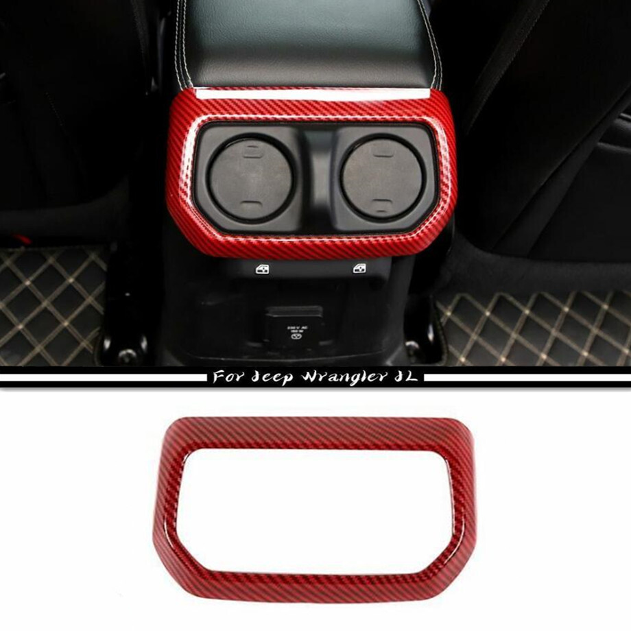 Jeep Wrangler JL 18-23 Red Carbon Seat Air Vent Cover Trim