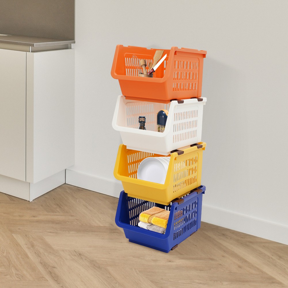4-Piece Stackable Storage Bins for Home Organization