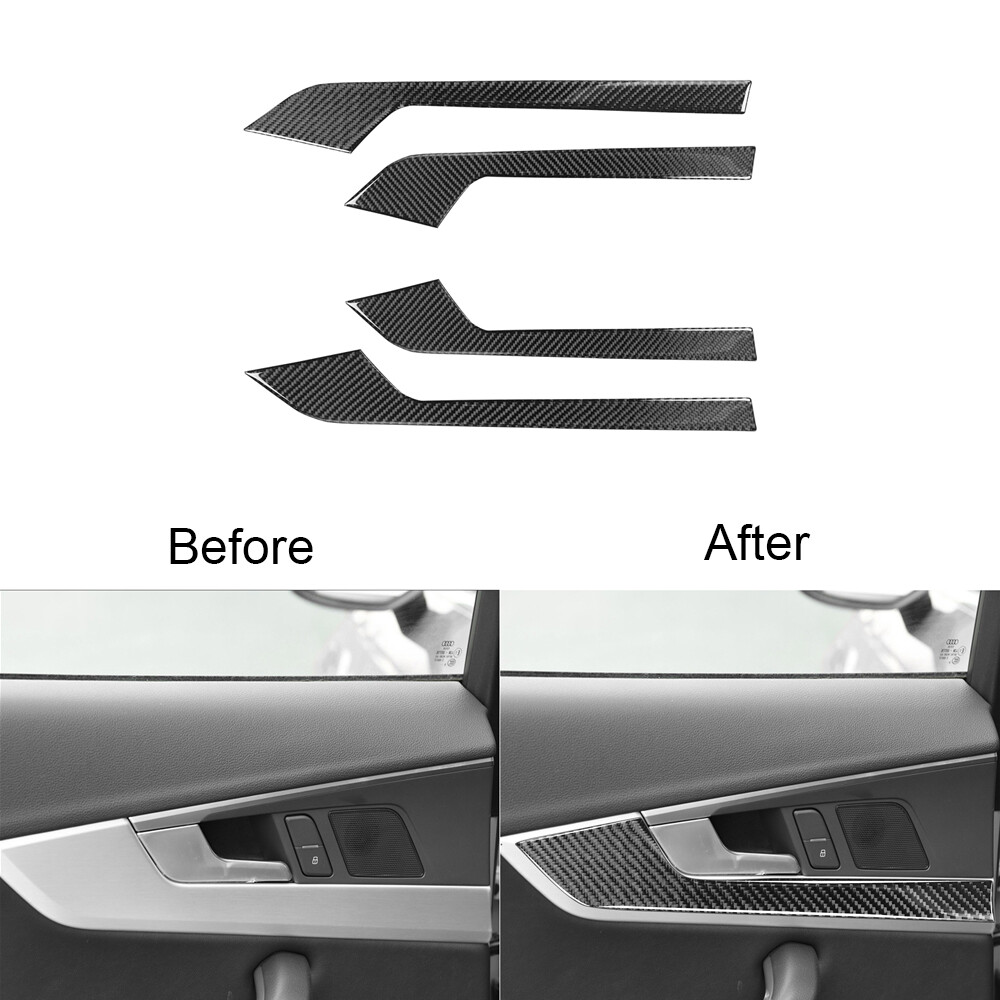 Car Door Panel Decor Cover Trim Interior Carbon Fiber For Audi A4 B9 2017-2019