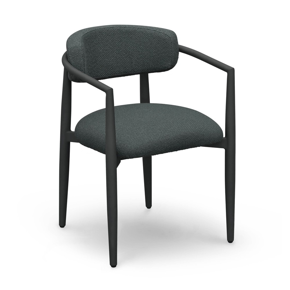 Annika Black Textured Outdoor Dining Armchair for Patio Comfort