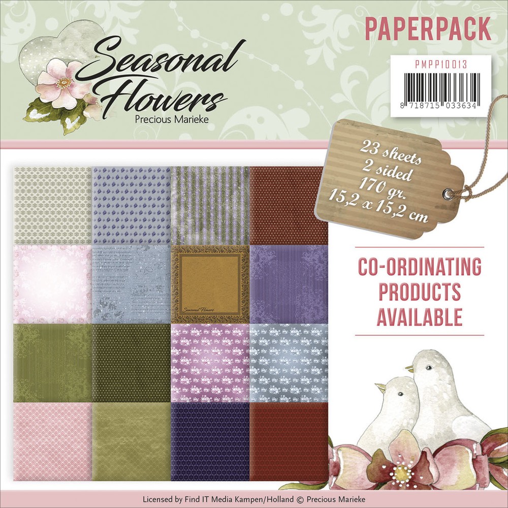 Seasonal Flowers 6x6 Inch Paper 16 Double-Sided Design FIND IT TRADING PMPP10013-image
