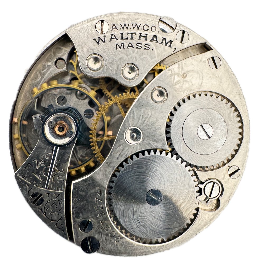 Antique 0s 1915 Waltham 7 Jewel Mechanical Hunter Pocket Watch Movement 161 USA