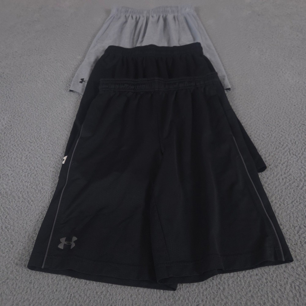 LOT OF 3 Under Armour Shorts Mens Small Black Grey Micro Heatgear Mesh Athletic