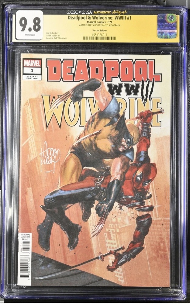9.8 Deadpool&Wolverine:Wwiii #1 Gabriele Dell'otto Cover | Adam Kubert autograph