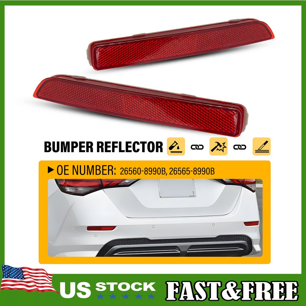 Rear Bumper Reflector Left & Right 2PCS for 2020-2022 Nissan Sentra SR SV S 2.0L