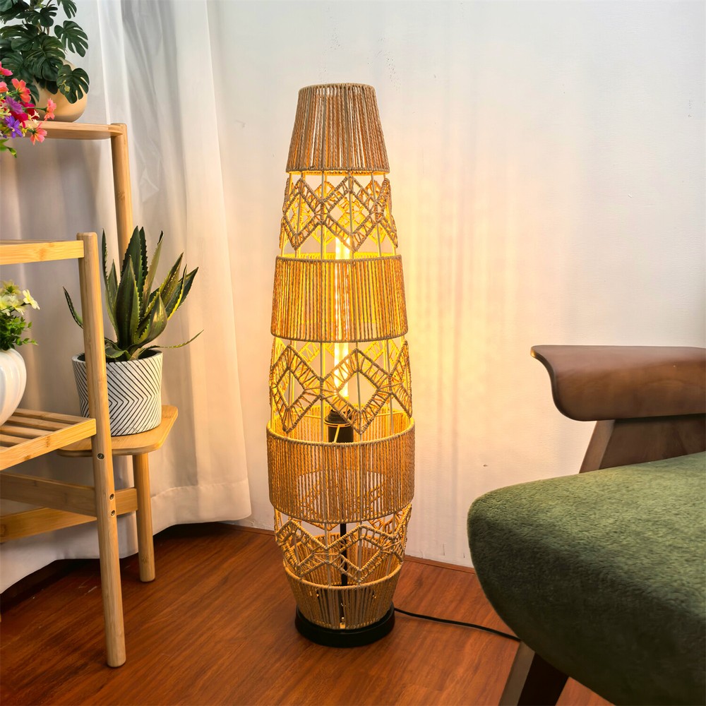 Standing Woven Rattan Lamps Adjustable Lighting Home Atmosphere Lamp Night Light