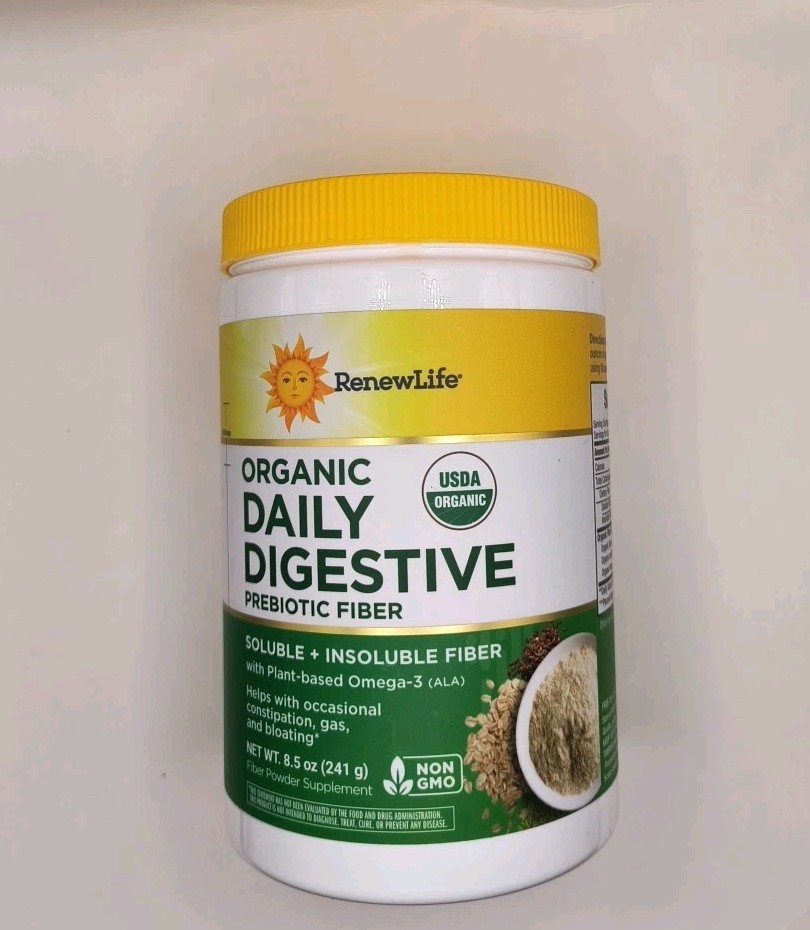 Renew Life Organic Daily Digestive Prebiotic Fiber Powder 8.5oz Exp 04/2027