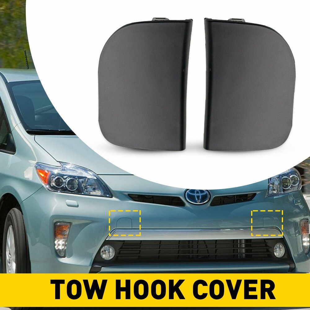 2PCS Black Tow Hook Cover for 2012-2015 Toyota Prius Front Bumper