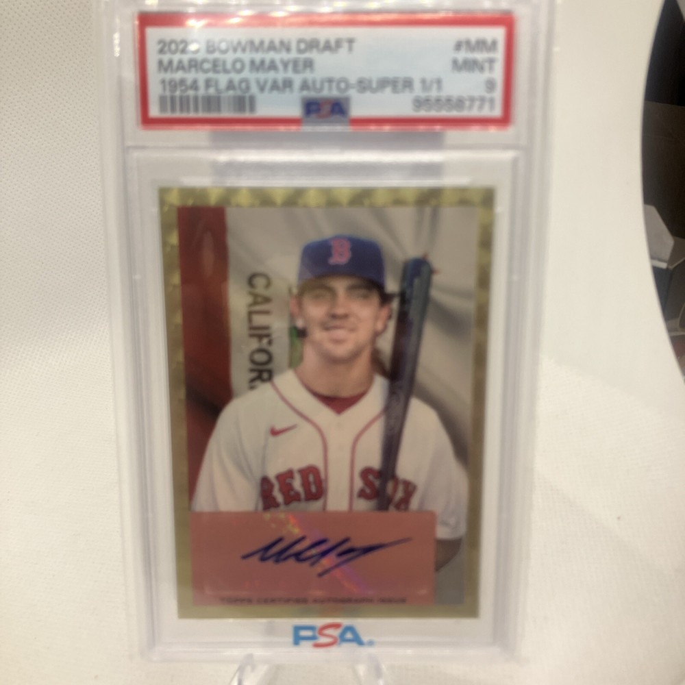 2023 Bowman Marcelo Mayer 1954 Flag Variation Auto Super Refractor 1/1 PSA 9