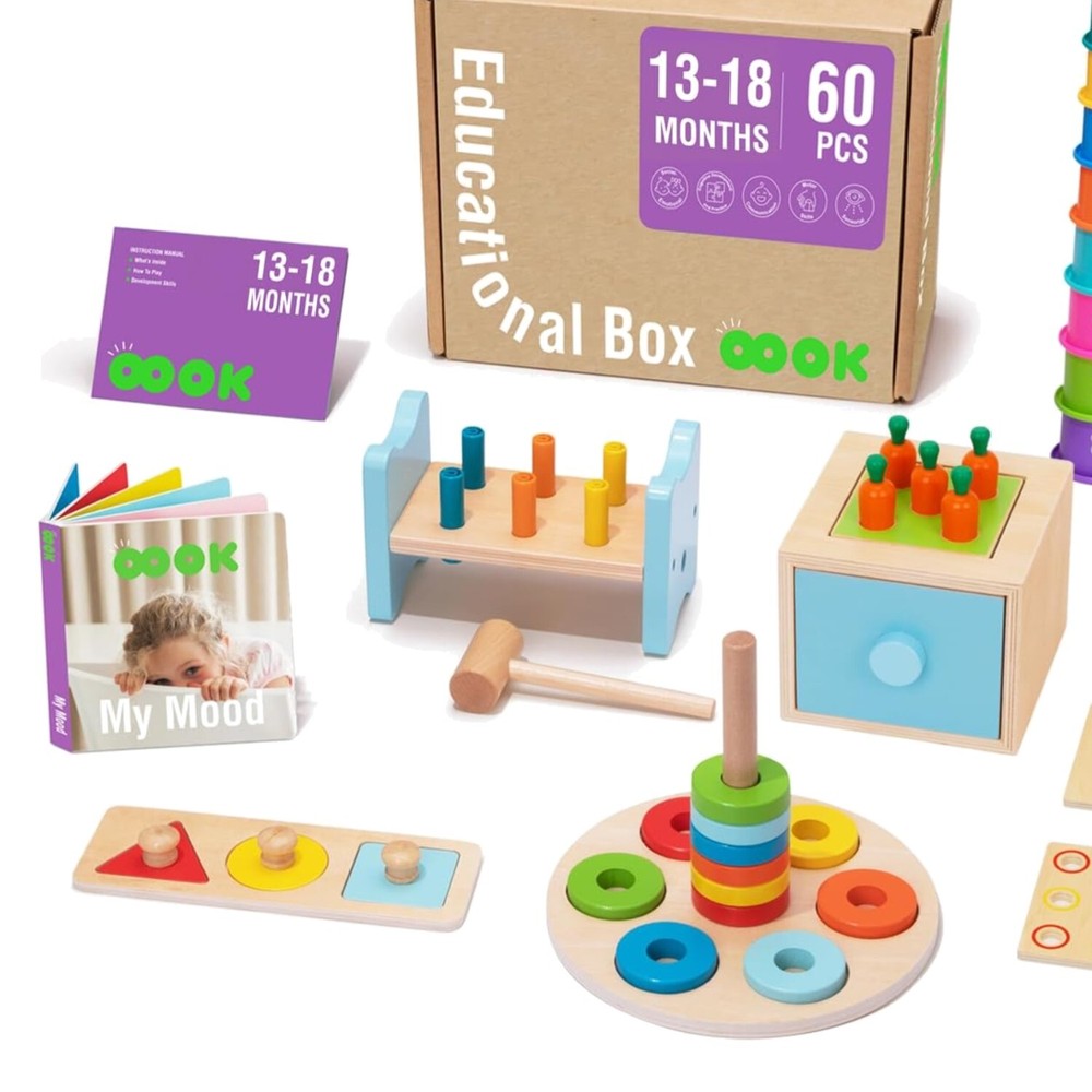 Montessori Wooden Cognitive Development Toys for Toddlers 1+