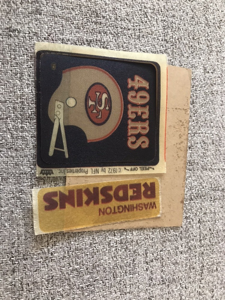 1972 Fleer CLOTH patch sticker decal San Francisco 49ers Helmet Washington NFL