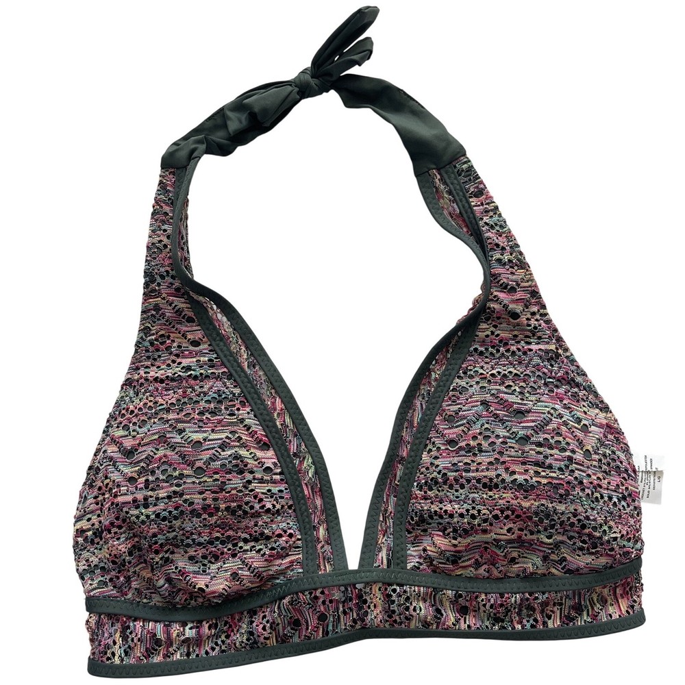 Becca Crochet Halter Bikini Top Large Brand Label Removed