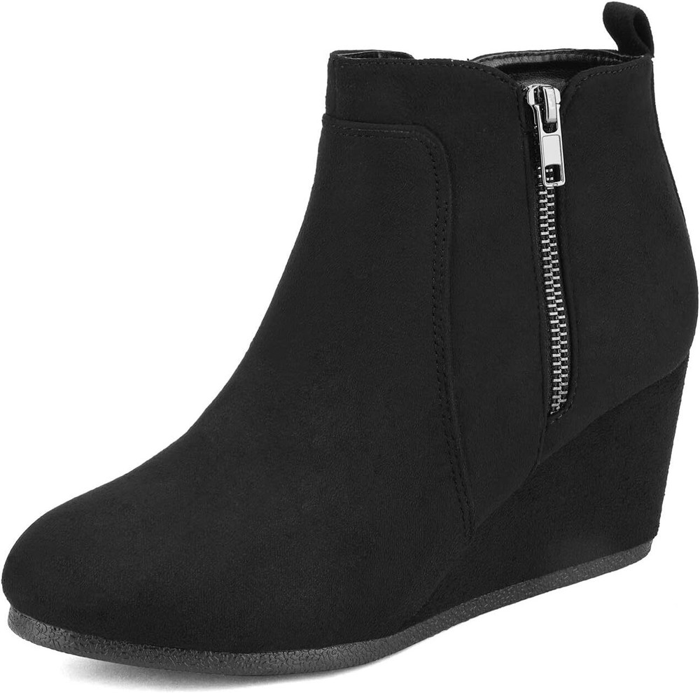 DREAM PAIRS Womens Suede Low Wedge Ankle Boots for Comfort and Style