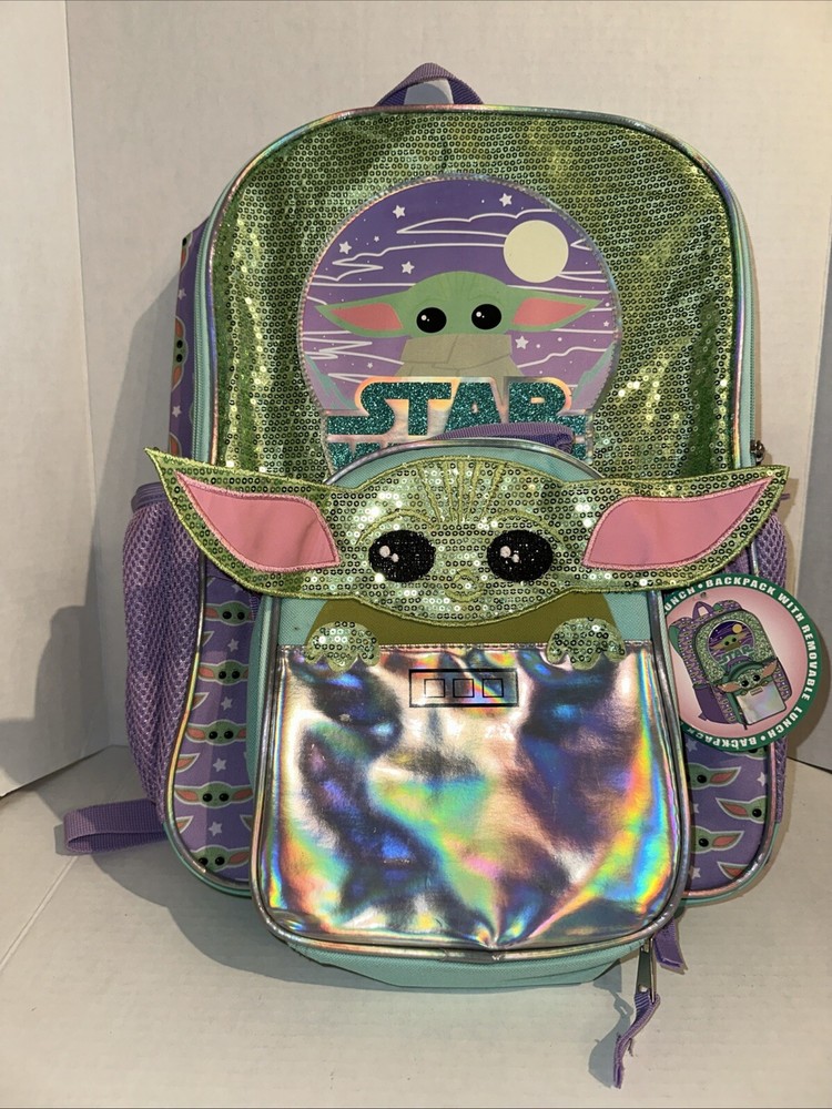 Disney Star Wars Mandalorian Baby Yoda Backpack With Lunch Bag Green NEW 0544