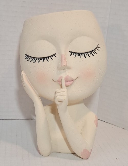 Head Planter Bust Flower Pot Woman Face Container Succulent Resin Speak No Evil