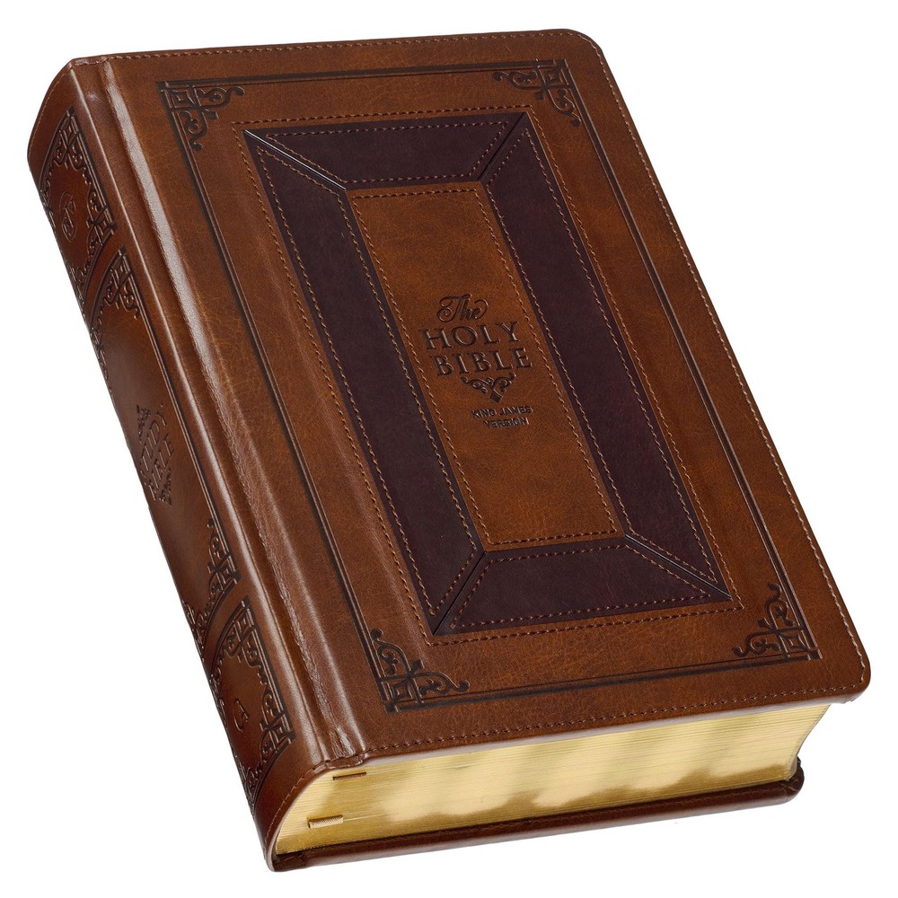 KJV Study Bible - King James Version, Faux Leather Toffee/Burgundy Tabs Ribbons