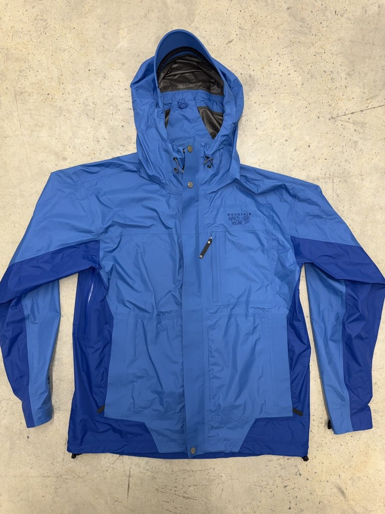 Mountain Hardwear Stretch Ozonic Rain Jacket Mens Blue Waterproof Shell H.Size L