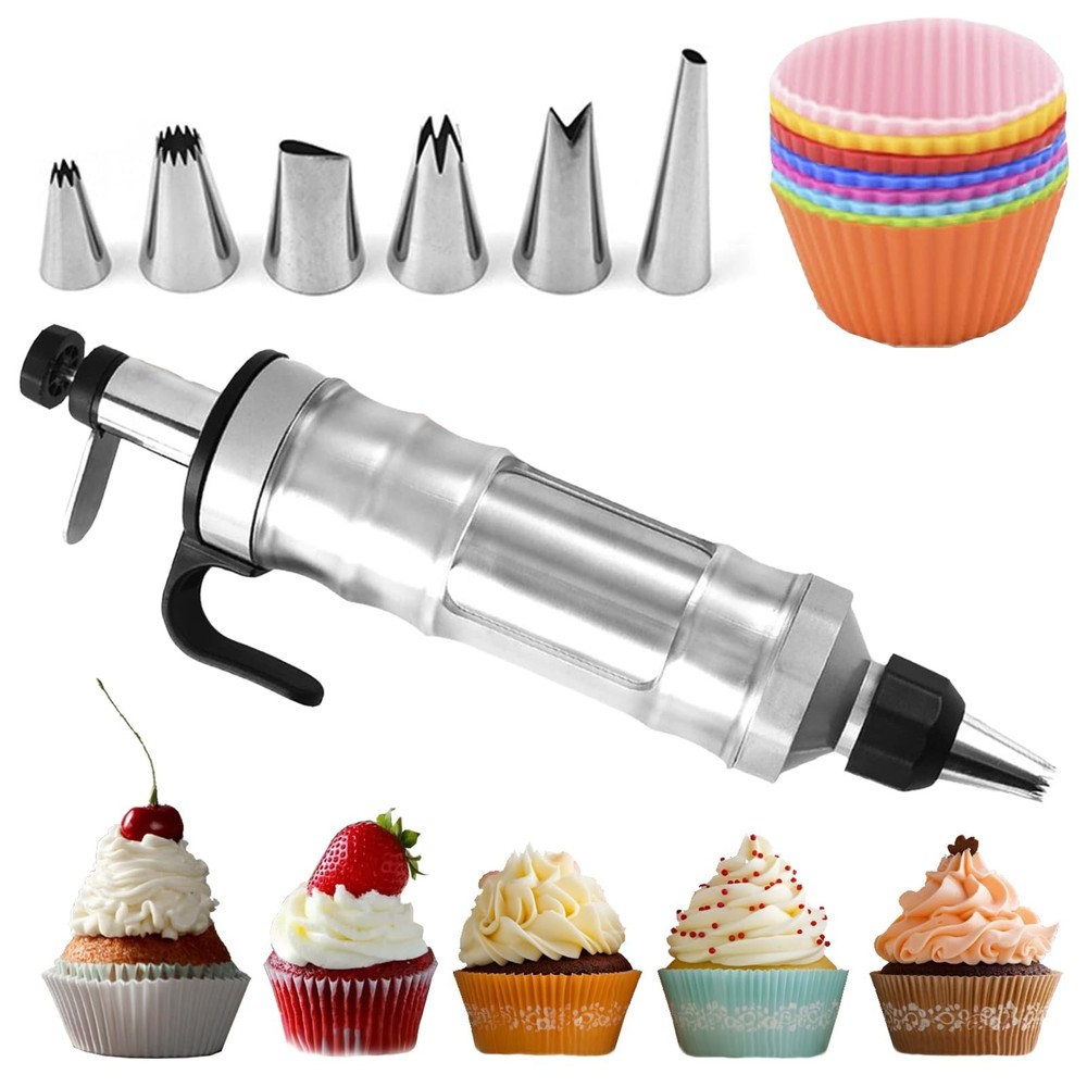 Stainless Steel Icing Piping Kit with Syringe for Cake Decorating
