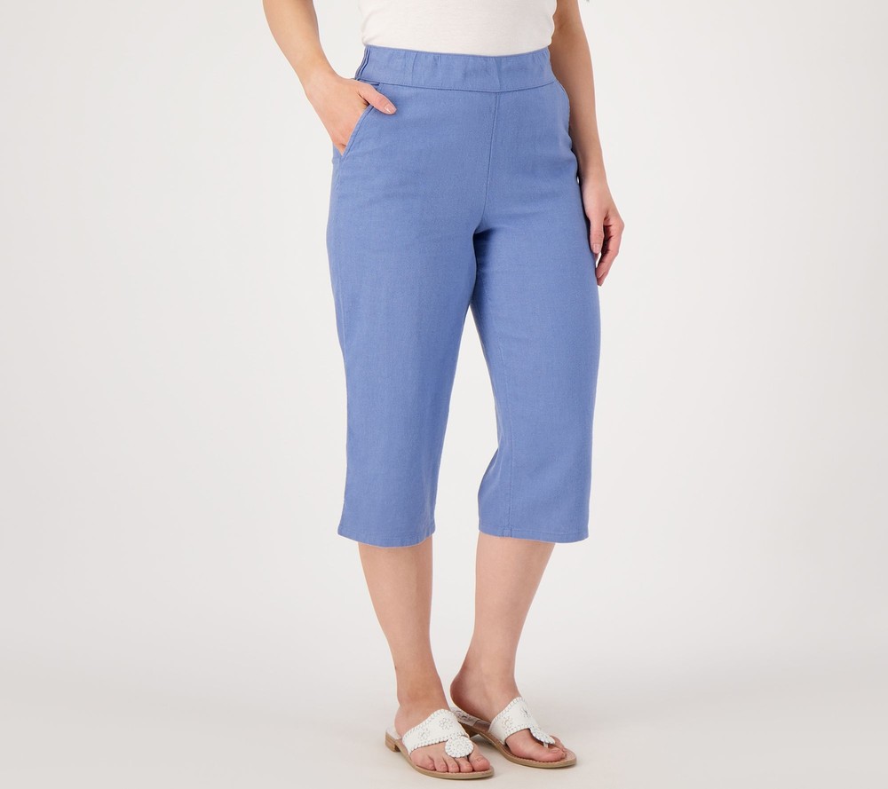 Denim & Co. Women's Pants Sz M  Naturals Wide Leg Skimmer Blue A601497