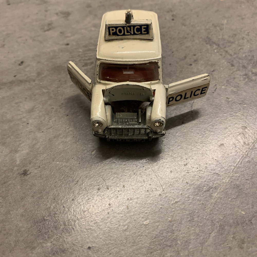 Rare 1960s Dinky Meccano Diecast White Austin Mini Cooper Police Car Toy