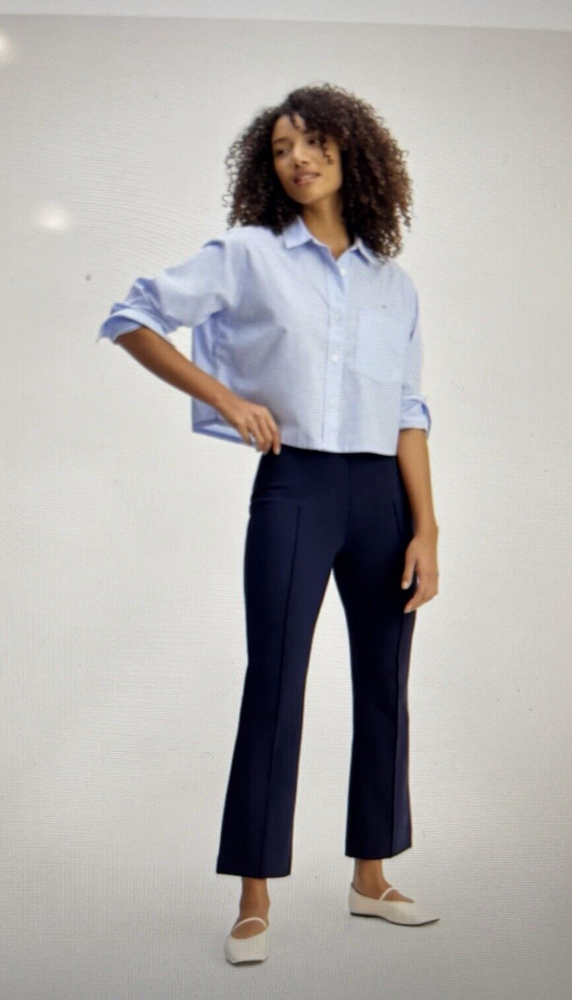 Everlane Bi-Stretch Flare Pant Mid Rise Navy Women Sz S NWT