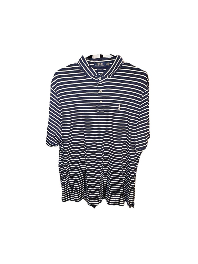 Polo Ralph Lauren Men's T-Shirt Navy Blue/White, Classic Fit, Striped Xl