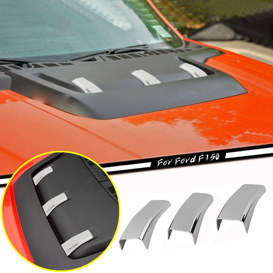 2021-2023 Ford F150 Raptor ABS Chrome Hood Vent Cover Trim 3P