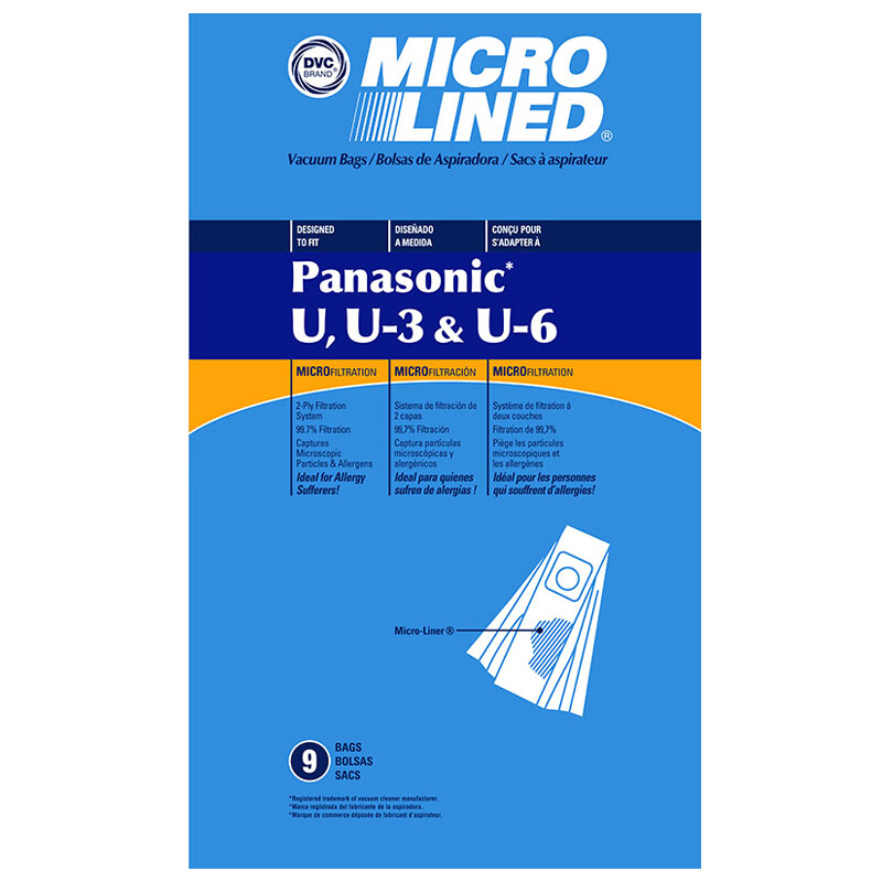 DVC Compatible with Panasonic MC-V145MT 9-Pack Type U-6 Upright Vacuum Bag
