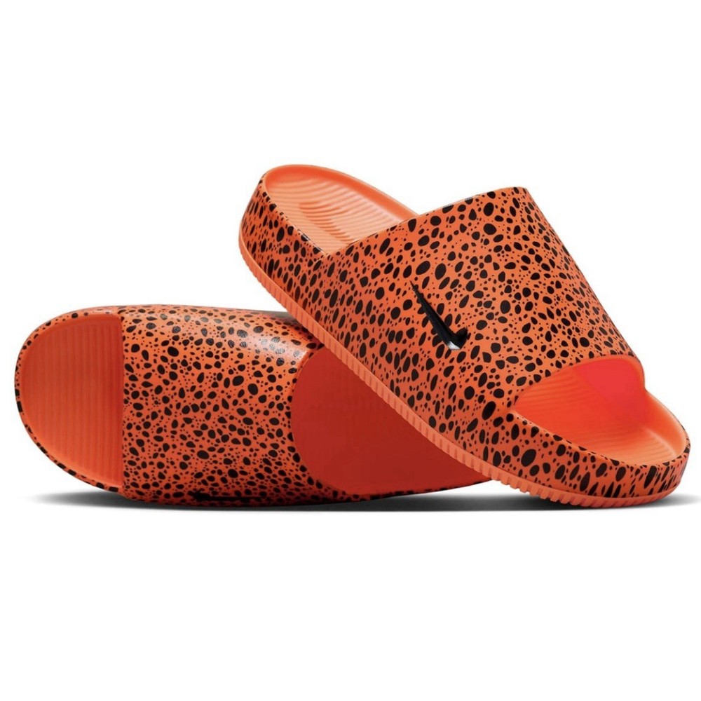 Nike Calm Slide Sandals Print NS Orange Obsidian HF1067-800 Mens Sz 9 - Women 10