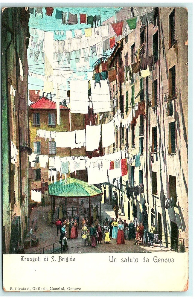 S03-6815, TRUOGOLI DI S. BRIGIDA, UN SALUTO DA GENOVA, *VINTAGE POSTCARD