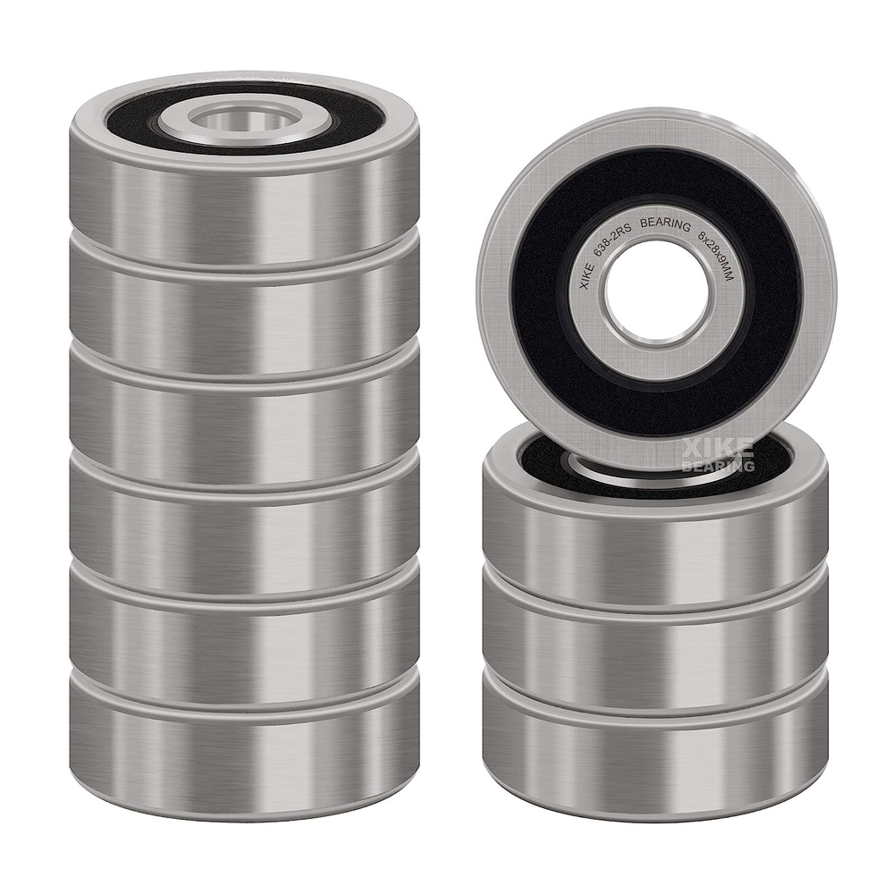 Xike 10 Pcs 638-2RS Double Rubber Seal Bearings 8X28X9Mm, Pre-Lubricated and Sta