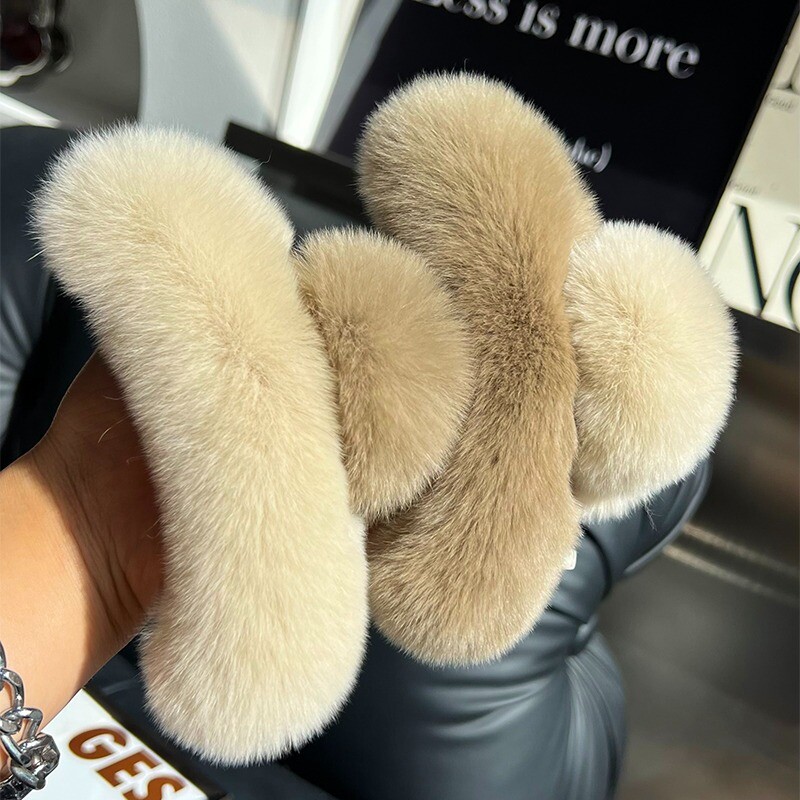 Women's Real Rabbit Fur Hair Clip Barrette Bobby Pin Claw  