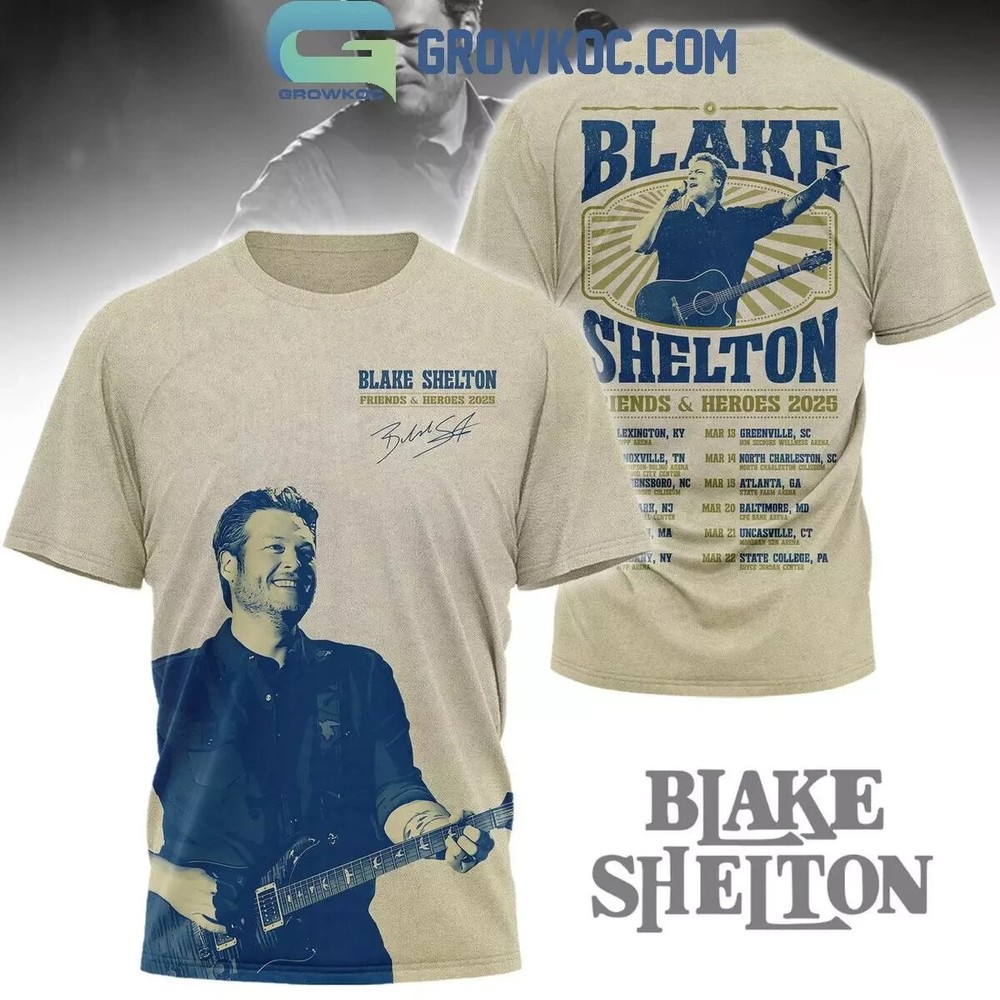 Blake Shelton Friends And Heroes 2025 Tour 3D T-Shirt P66563