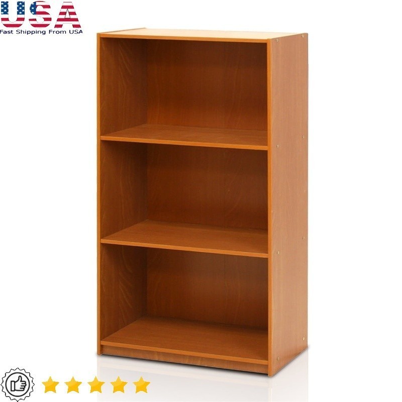 Basic 3-Tier Bookcase Storage Shelves Home Office Decorative Display Unit New