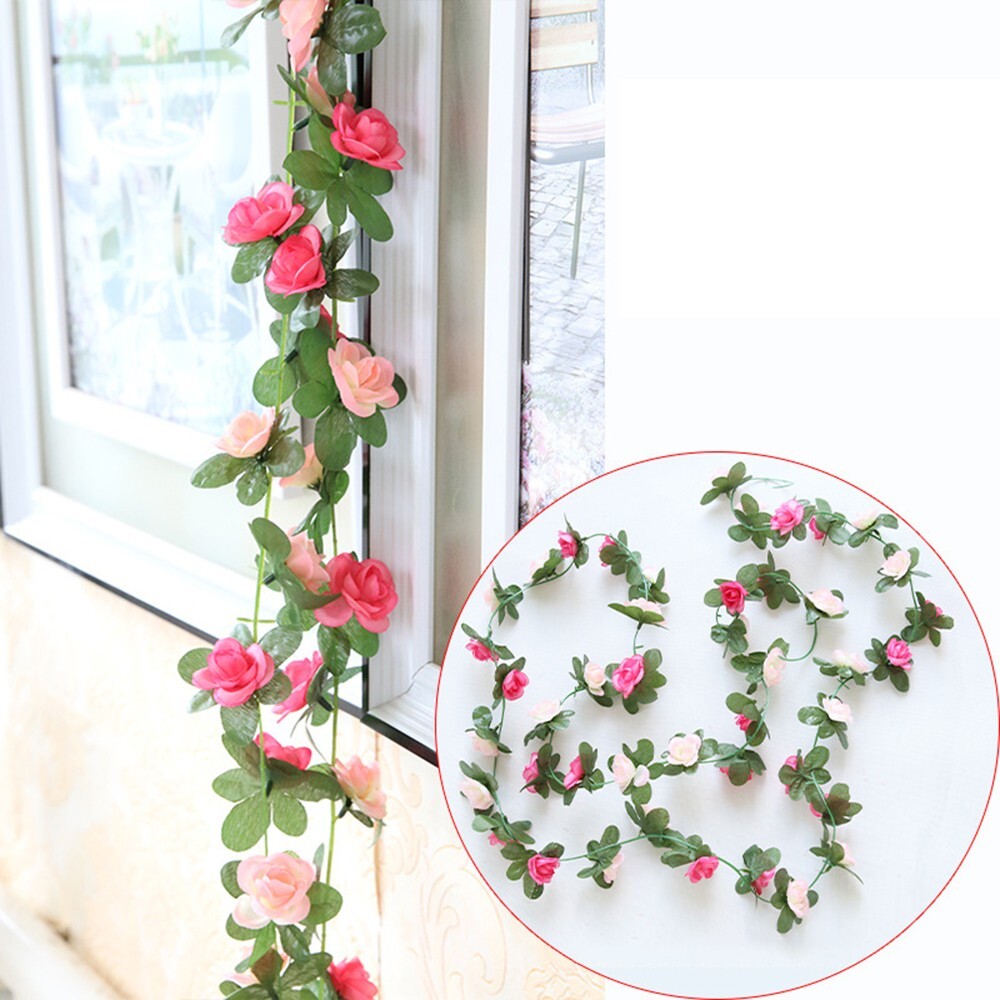 2.5M Artificial Fake Silk Rose Flower Ivy Vine Leaf Hanging Wedding Party Decor