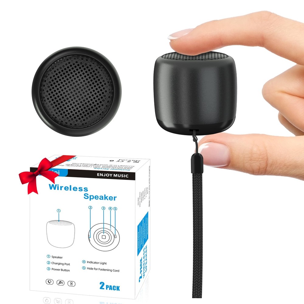 2Pack Portable Mini Bluetooth Speaker Wireless Compact Travel Speaker for Showers Outdoors Travel