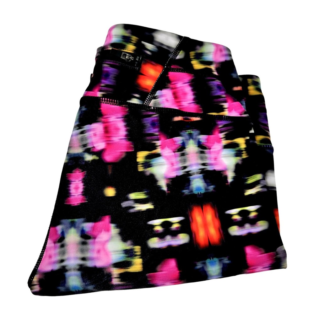 Athleta Womens XS Speed Sonar Blur Print Black Pink Full Length Leggings