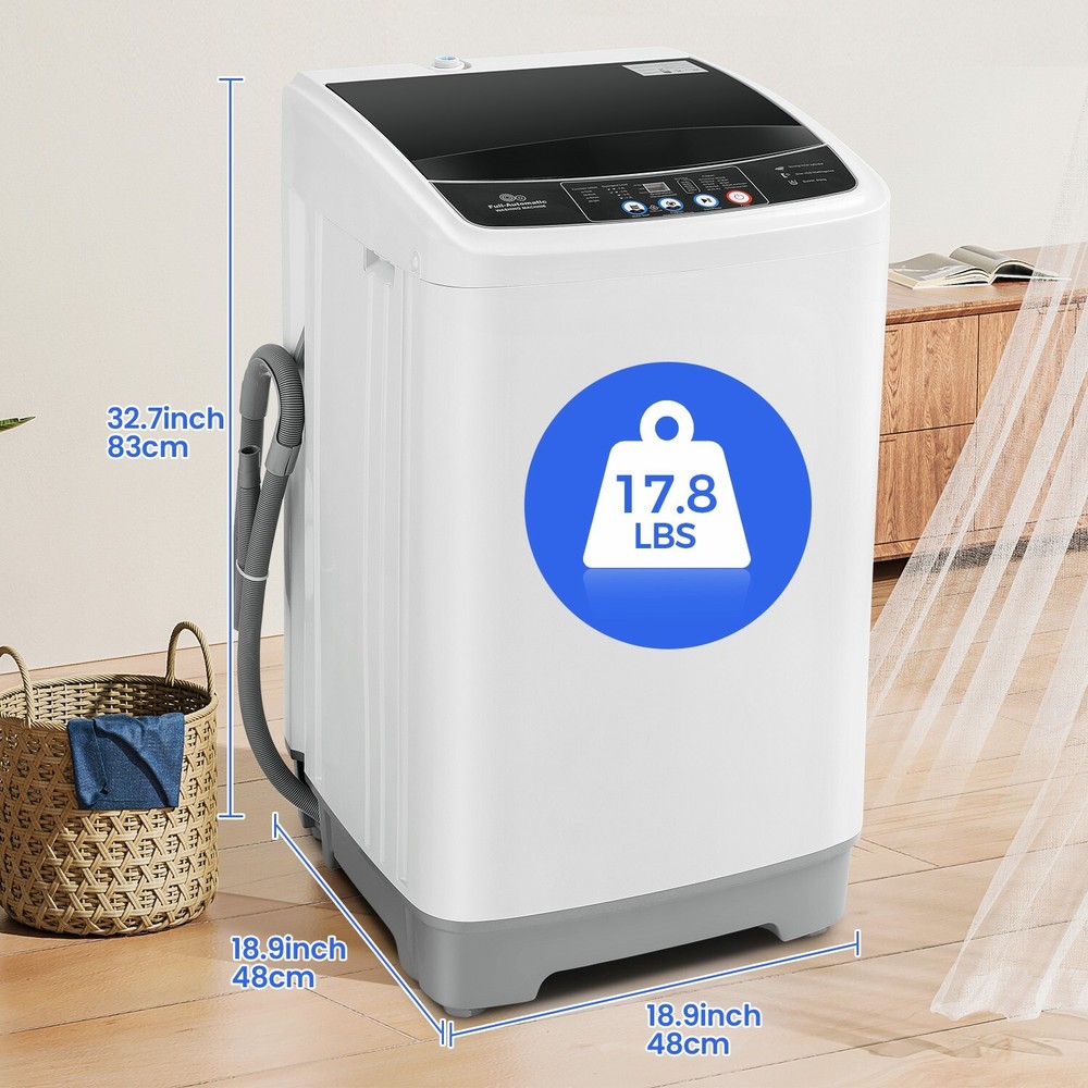 Full Automatic Compact Washing Machine 17.8Lbs Capacity for Home Laundry-image