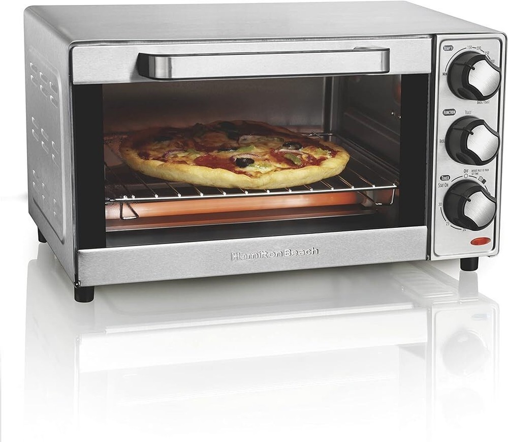 4-Slice Stainless Steel Countertop Toaster Oven with Pizza Maker