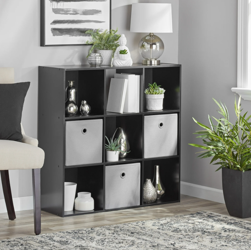 11-Inch Black 9-Cube Shelf Organizer for Stylish Storage  