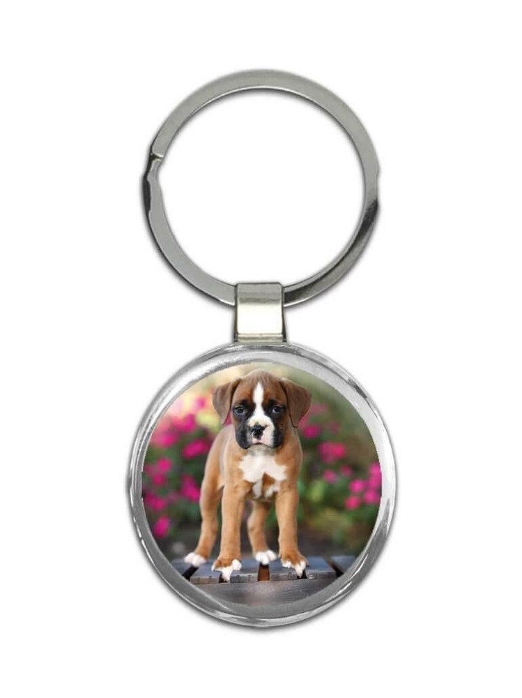 Gift Keychain : Dog Boxer Pet Animal Puppy Cute Funny Wood Crate